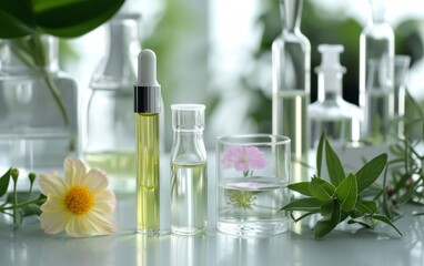 Abstract cosmetic laboratory. Chemical laboratory research. Nature cosmetics