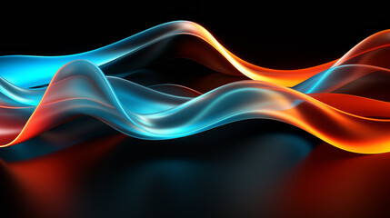 Abstract futuristic background with blue and orange wave shapes. Visualization of motion waves. Wallpaper or backdrop for modern projects