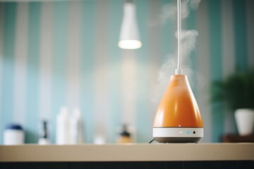 aromatherapy diffuser emitting steam in a therapy room