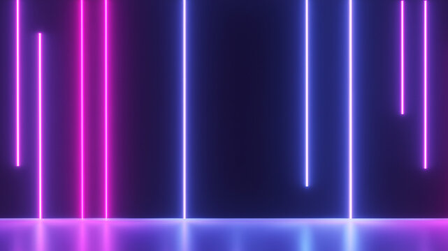 Futuristic technology abstract background with neo lines network, big data, data center, server, internet, speed. Abstract neon lights into digital technology tunnel. - Powered by Adobe
