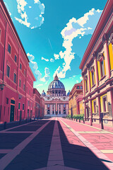 Vatican Vista - Ultradetailed Illustration of Vatican City - obrazy, fototapety, plakaty