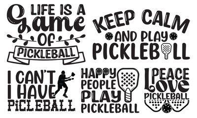 Obraz premium Pickleball custom bundle set t shirt Design. funny pickleball t-shirt design, Pickleball T-shirt, pickleball vector, tournament, SVG Design Sporty Paddle Game Apparel design for Active Lifestyles