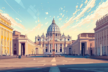 Vatican Vista - Ultradetailed Illustration of Vatican City - obrazy, fototapety, plakaty
