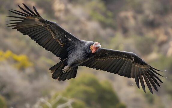 A California condor soaring high in the sky
