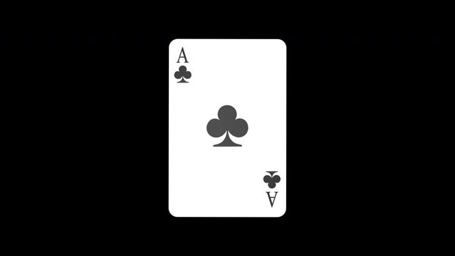Rotating Ace of Club Playing Poker Card Animation, on Alpha Channel, Loop
