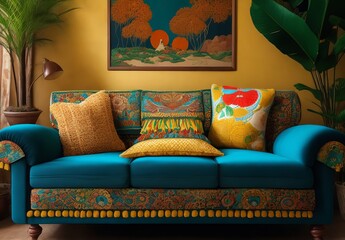 Sofa in a living room decorated with brazilian
