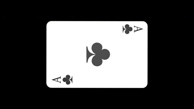 Rotating Ace of Club Playing Poker Card Animation, on Alpha Channel, Loop
