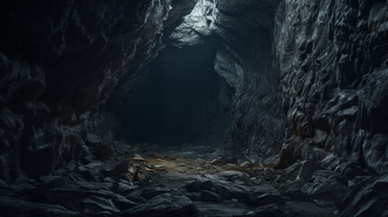 Realistic a dark underground tunnel