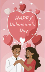 happy valentine day lettering cinematic illustration