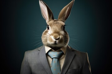 Stylish Bunny in Suit and Sunglasses - Generative AI