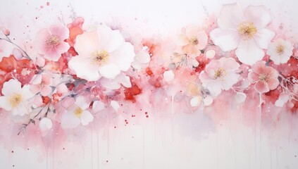 Spring Elegance: Blossoming Watercolor Flowers Draped in Color - Generative AI