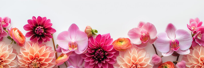 bunch of dahlias and orchids 