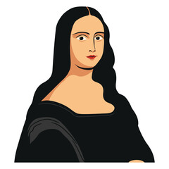 Mona Lisa - Replicating the Timeless Beauty and Enigmatic Smile. Flat Vector Illustration 