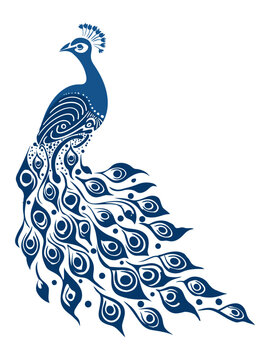 Peacock Stencil Art - Showcasing Intricate Beauty and Majestic Stylization. Flat Vector Illustration 