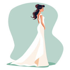 Women Brides - Timeless Celebrating Love, Romance, and Wedding Elegance. Flat Vector Illustration