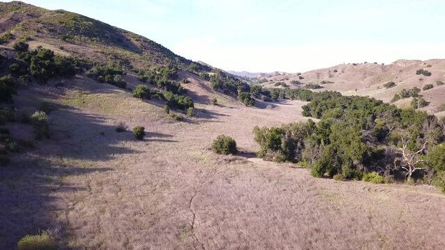 4K Aerial Footage of Dessert in Santa Monica Mountains in Los Angeles, California on a warm sunny day