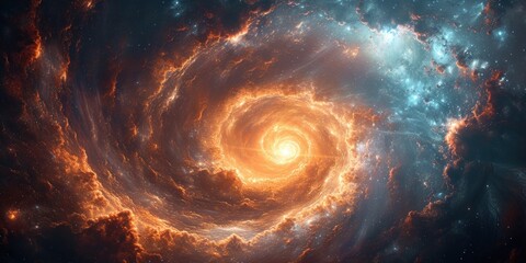 Majestic Spiral Galaxy Illuminated Against the Cosmic Backdrop of Stars and Nebulae