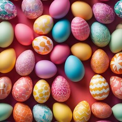 Fototapeta na wymiar Colorful matte easter eggs background. AI Generative.