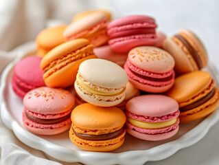 Obraz premium colorful macaroons on a wooden table