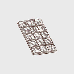 A bar of black and white chocolate. Vector sketch isolated background. Large chunks - a whole bar of chocolate.