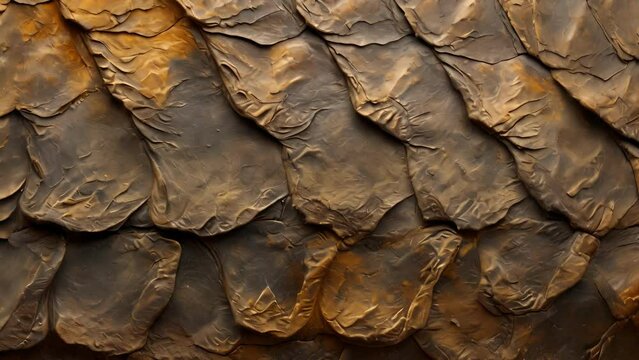 A detailed photograph of fossilized dinosaur skin showcasing the scales and ridges that were once part of a living creature.