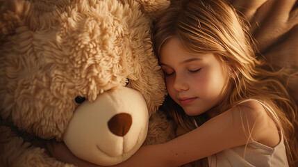 Embrace the warmth of a girl and her teddy bear. A bond stitched with love, where every hug tells a story. Cherish the innocence and joy shared between them, creating a lifetime of cuddly memories