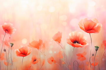 Abstract poppy background. The concept of tenderness, spring and flowering. Pastel colors