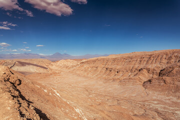 desert landscape of Valles de la Luna, in Atacama, Chile