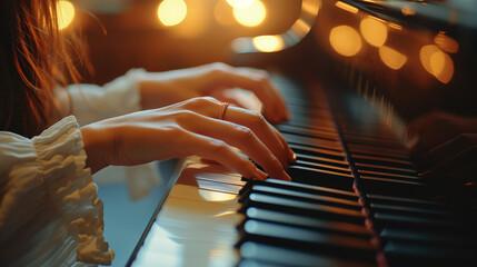 Experience the grace of playing the piano. Each note dances like poetry, weaving a symphony of elegance. Unleash your musical soul and let the piano keys tell a story of timeless beauty.