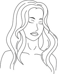 Portrait of a woman drawn in line style illustration