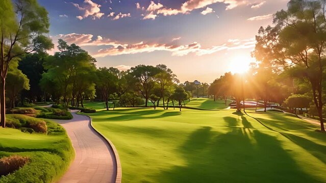 A pictureperfect sunset illuminates the wellmanicured lawns and winding paths of the corporate gardens making it easy to forget youre in the heart of a bustling city.