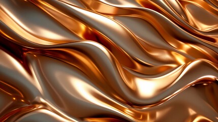 Liquid bronze with smooth, flowing waves, creating a luxurious and modern abstract background. Surface with shiny and metallic texture. Ai Generated
