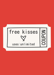 Cute poster with a coupon, Valentine's Day greeting card in modern, trendy colors.