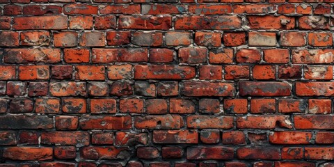 Grungy Surface of a Red Brick Wall