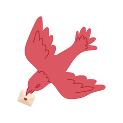 Cute poster with a bird, Valentine's Day greeting card in modern, trendy colors.