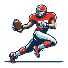 American football player men athlete vector illustration, colorful style American football rugby game male player design template isolated on white background
