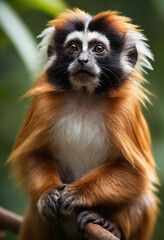 Fototapeta premium Cute Tamarin Monkey Portrait in Jungle