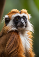 Fototapeta premium Cute Tamarin Monkey Portrait in Jungle