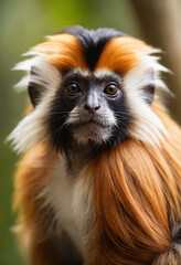 Fototapeta premium Cute Tamarin Monkey Portrait in Jungle