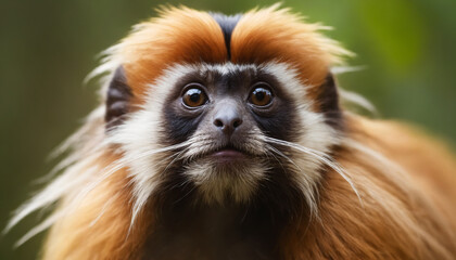 Cute Tamarin Monkey Portrait in Jungle