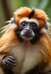 Fototapeta premium Cute Tamarin Monkey Portrait in Jungle