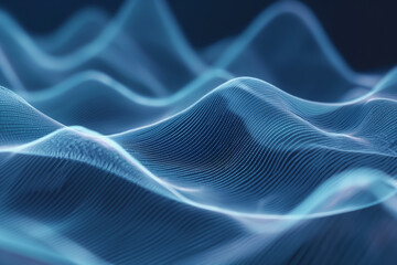 Abstract futuristic background with blue wave shapes. Visualization of motion waves. Wallpaper or backdrop for modern projects