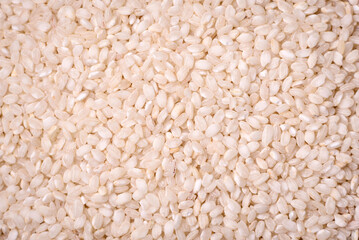 Large grains of uncooked white rice in a ceramic bowl