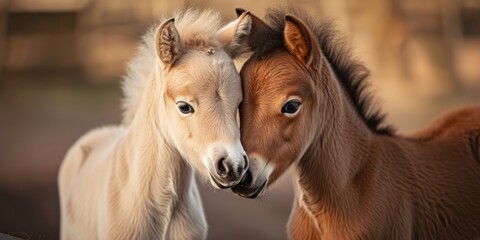 Obraz premium Small Horses Standing Together