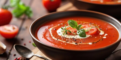 Close-Up of Tomato Soup Bowl