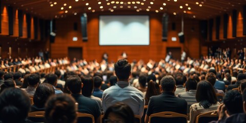 Crowd Sitting in Front of Projection Screen