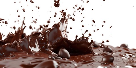 Fototapeta premium Close Up of Chocolate Splashing on White Surface