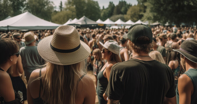 Group of People Standing in Front of a Crowd at the festival