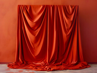red curtain on a white background