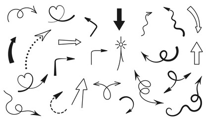 Arrows Doodle Set, Sketch Line Pointers, Arrows Doodle Icons Set, Collection Web Decorative Elements, Icon, Outline, Sketch, Scribble,  Hand Drawn